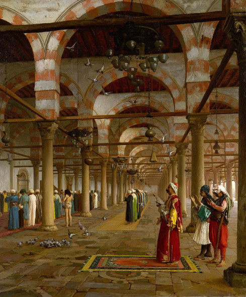 Prayer In The Mosque (1871) By Jean Léon Gérôme (PRT_8817) - Canvas Art Print - 18in X 22in